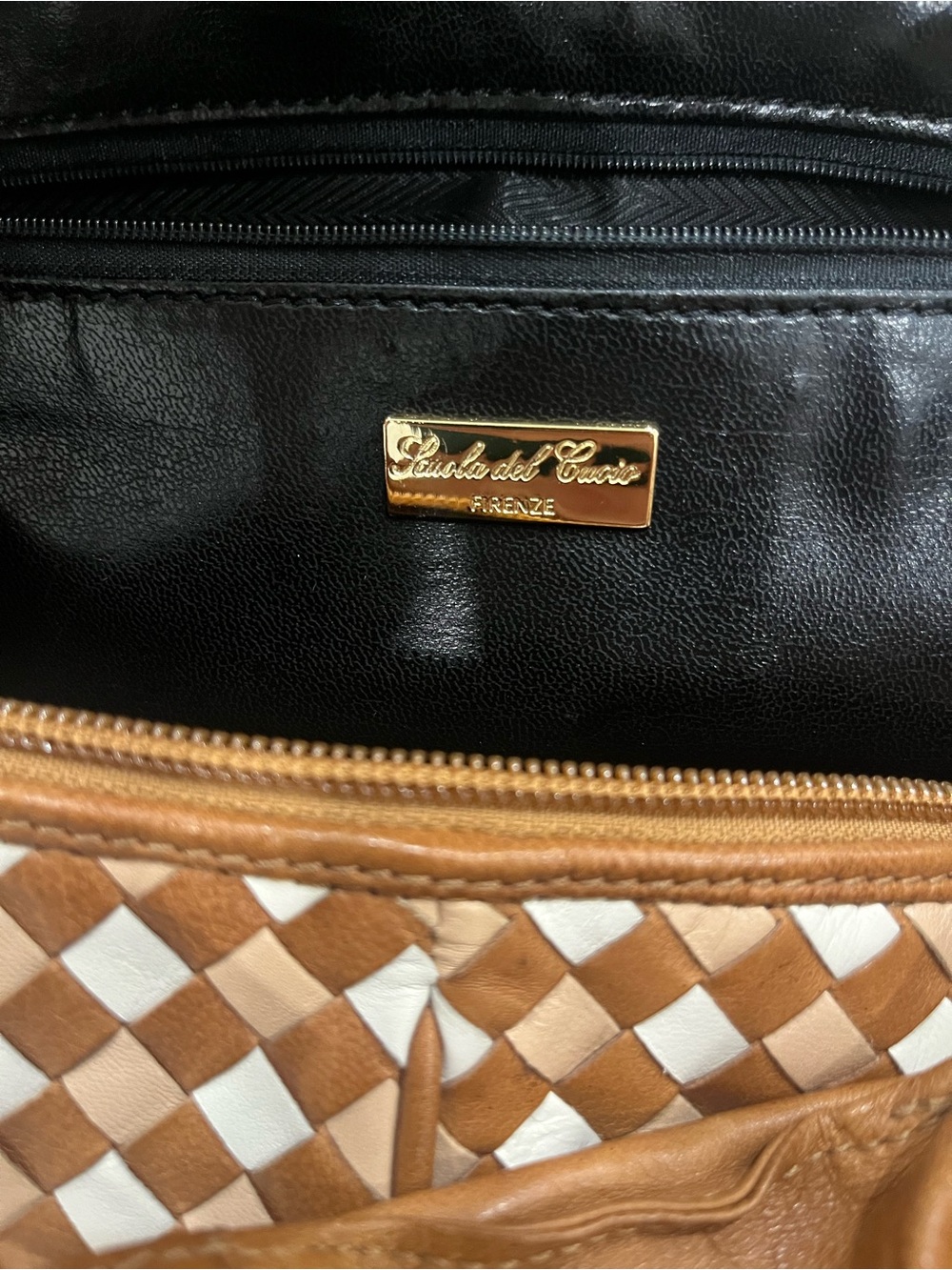 Woven Hobo Shoulder Bag in Tan and Cream - Picture 8 of 12